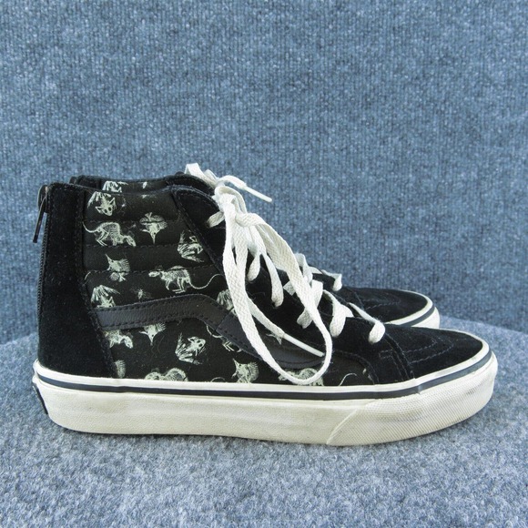 VANS Boys‎ Sneaker Shoes Athletic Black Leather Lace Up Size Y 2.5 Medium - Picture 4 of 8